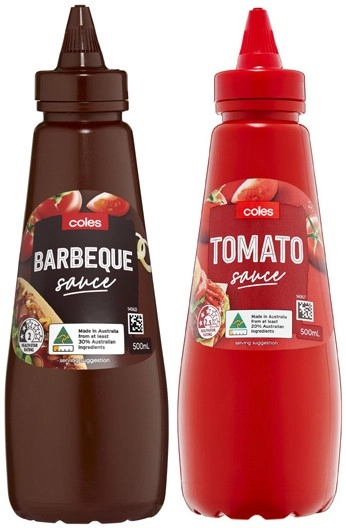 Coles Tomato or Barbecue Sauce 500mL