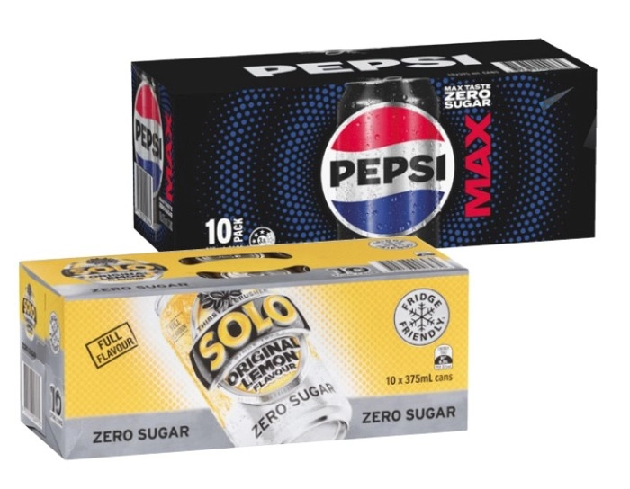 Pepsi or Solo Soft Drink 10x375mL