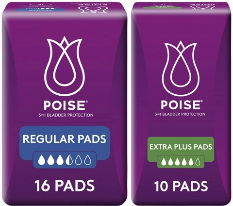 Poise Pads for Bladder Leaks Extra Plus 10 Pack or Regular 16 Pack