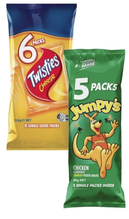 Twisties 6 Pack or Jumpy's or Doritos 5 Pack