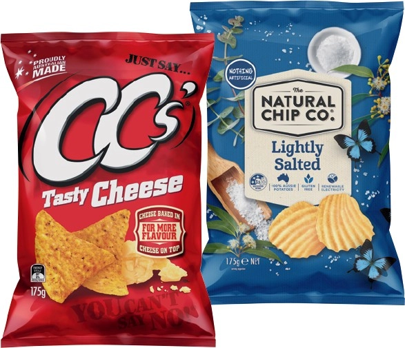 CC's Corn Chips or The Natural Chip Co. Chips 150-175g Selected Varieties