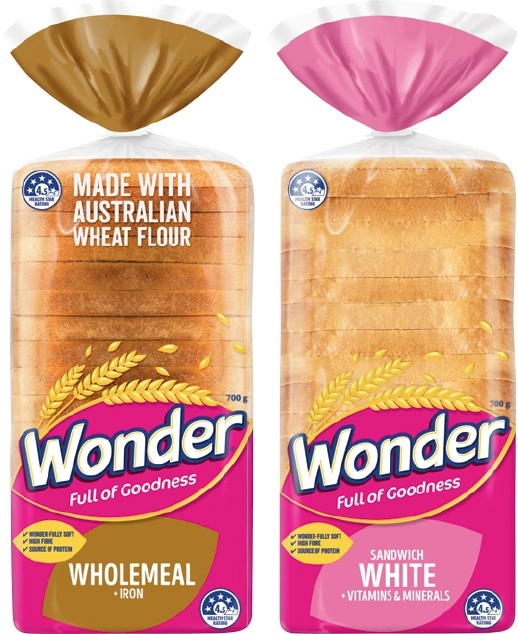 Wonder White or Wholemeal Bread 680-700g Selected Varieties