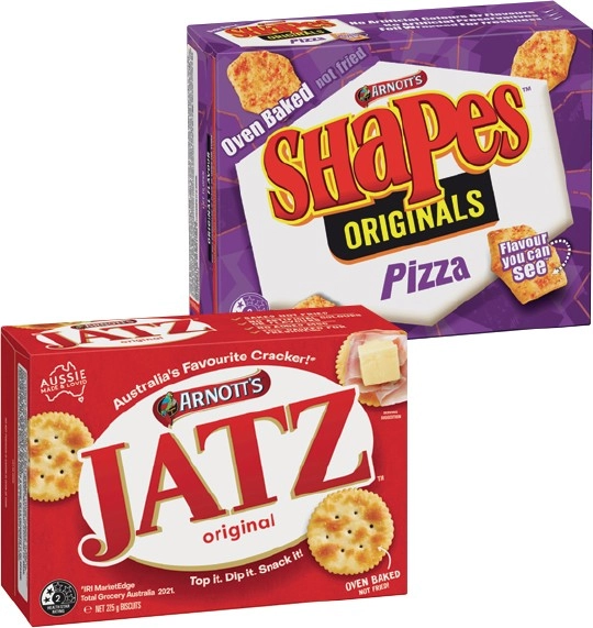 Arnott's Shapes, Jatz, Savoy or Clix 130-250g Selected Varieties