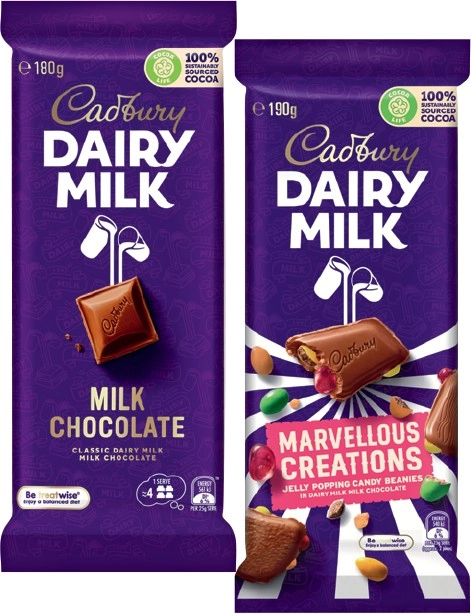 Cadbury Chocolate Block 160-190g Selected Varieties