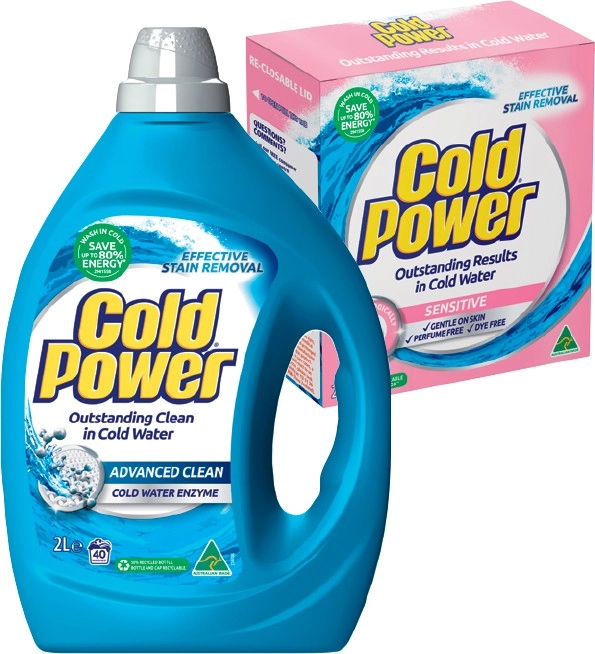 Cold Power Laundry Liquid 2 Litre, Powder 2kg or Capsules 26 Pack Selected Varieties