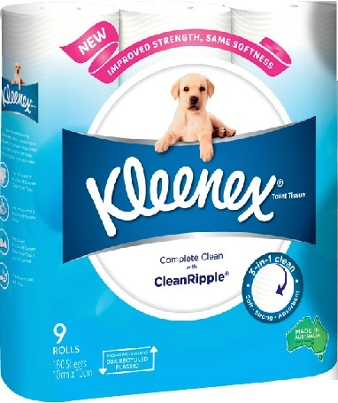 Kleenex Complete Clean Toilet Tissue 9 Pack