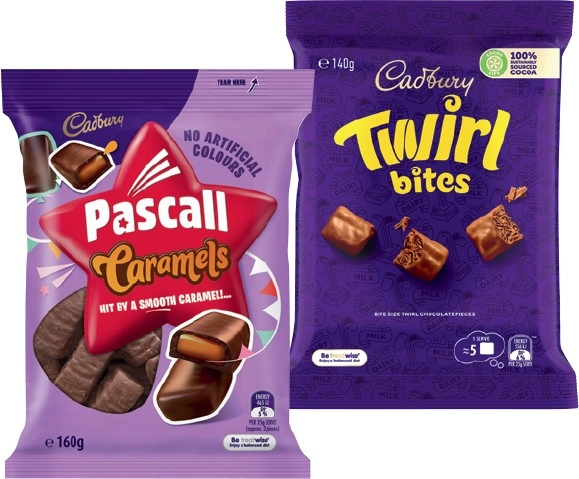 Pascall, Cadbury Bitesize or Curly Wurly Squirlies Share Bag 120-185g Selected Varieties