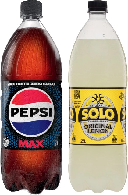 Pepsi or Solo 1.25 Litre Selected Varieties