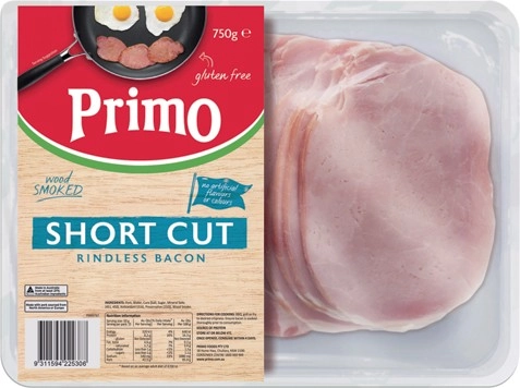 Primo Short Cut Rindless Bacon 750g