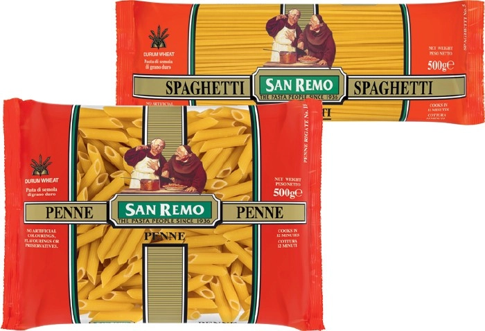 San Remo Pasta 375-500g Selected Varieties