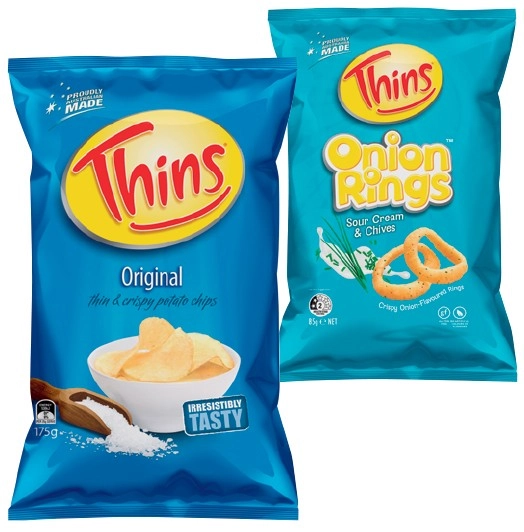 Thins Chips 150-175g or Onion Rings 85g Selected Varieties