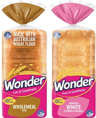 Wonder White or Wholemeal Bread 680-700g Selected Varieties