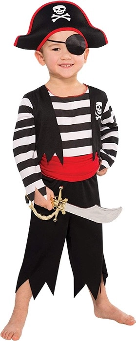 Pirate Costume with Hat & Eye Patch Ages 3-12 Yrs