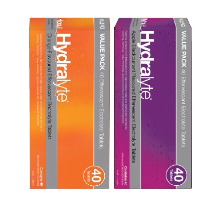 Hydralyte Effervescent Orange or Apple/Blackcurrant 40 Tablets