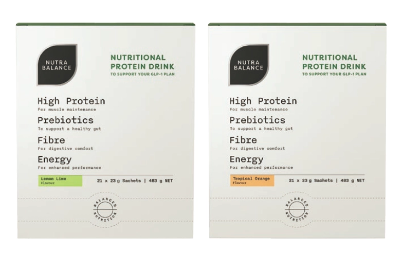 Nutrabalance Nutritional Protein Drink Lemon Lime or Tropical Orange 21 Sachets