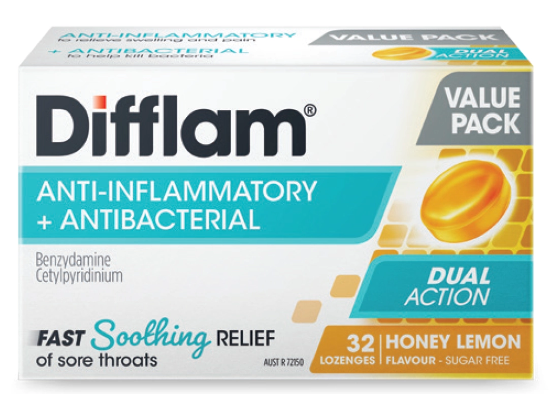 Difflam Dual Action Honey & Lemon 32 Lozenges