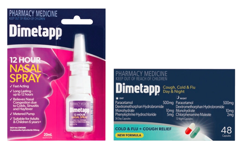 Dimetapp 12 Hour Nasal Spray 20ml or Cough, Cold & Flu Day & Night 48 Capsules