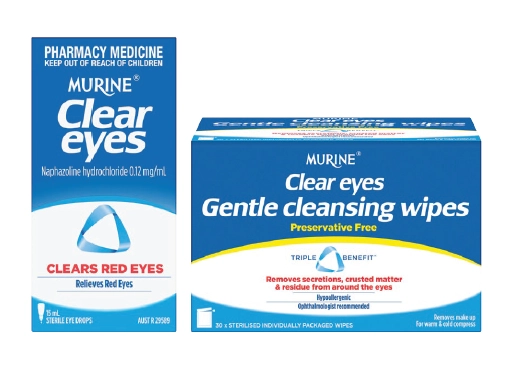 Murine Clear Eyes 15ml or Wipes 30 Sachets