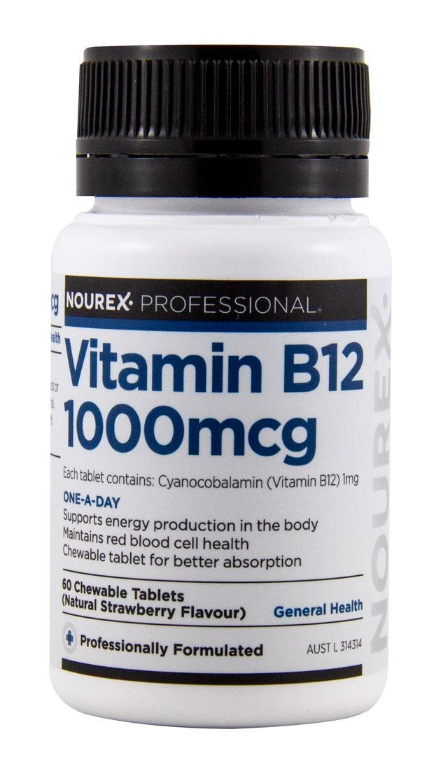 Nourex Professional Vitamin B12 1000mcg - 60 Chewable Tablets