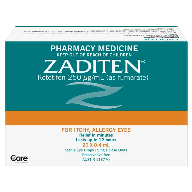 Zaditen Eye Drops for Itchy Allergy Eyes 20 Vials