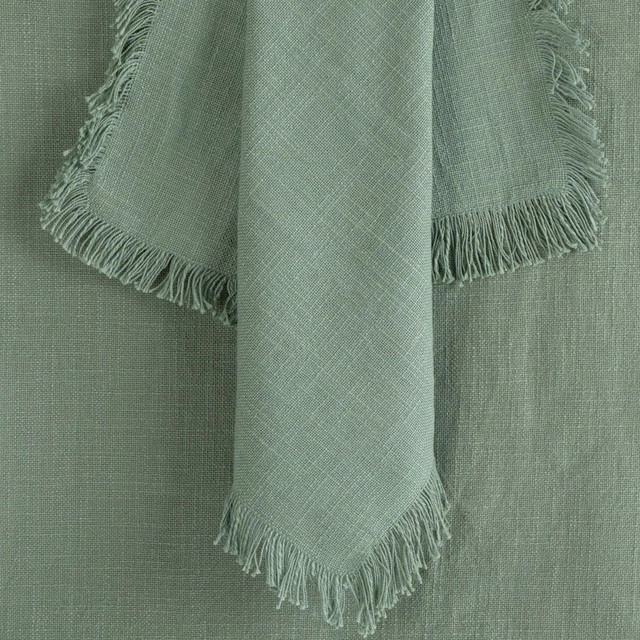 Ashra Fringed Forest Green Table Linen Range by M.U.S.E.