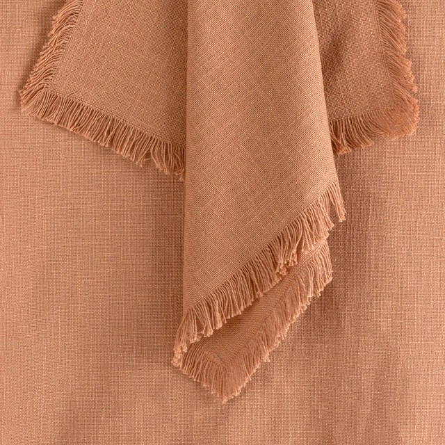 Ashra Fringed Rust Table Linen Range by M.U.S.E.