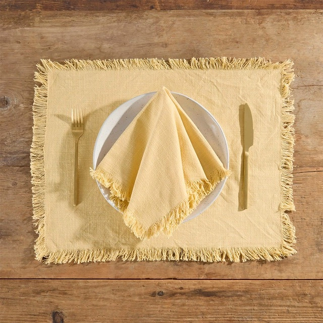 Ashra Fringed Yellow Table Linen Range by M.U.S.E.