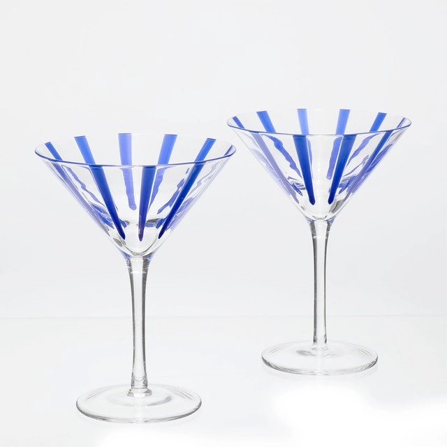 Atlas Stripe Martini Glass 2pk by M.U.S.E.