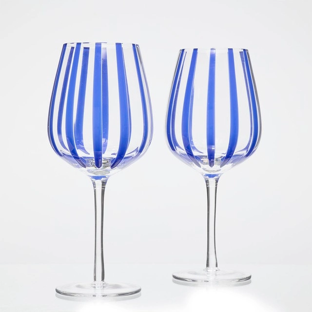 Atlas Stripe Wine Glass 2pk by M.U.S.E.