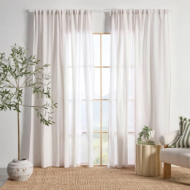 Stripe Linen Cotton Sheer Curtain Pair by M.U.S.E.