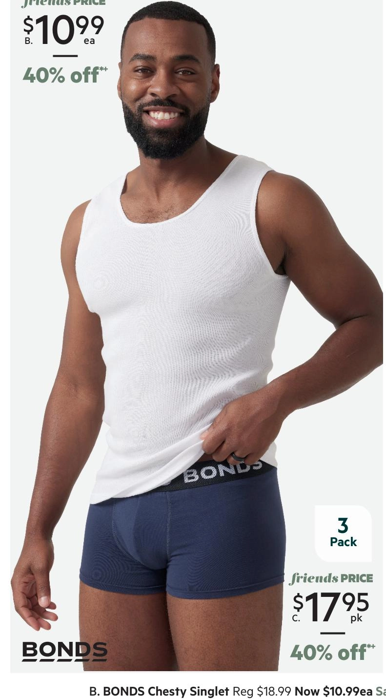 Bonds Men's Chesty Athletic Singlet White