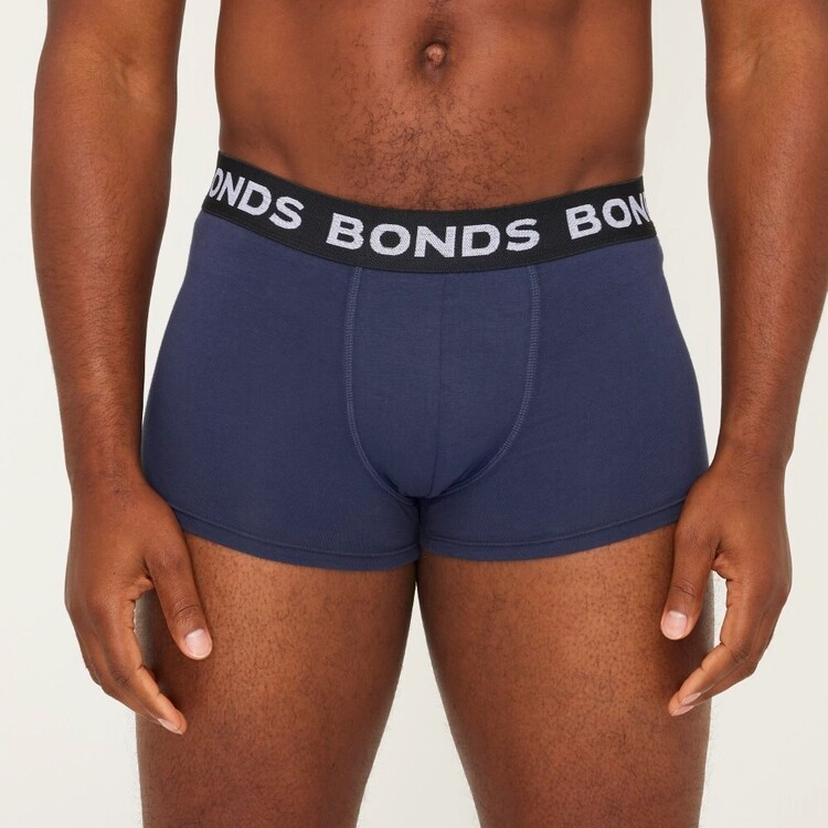 Bonds Men's Core Trunk 3 Pack Black Navy Grey