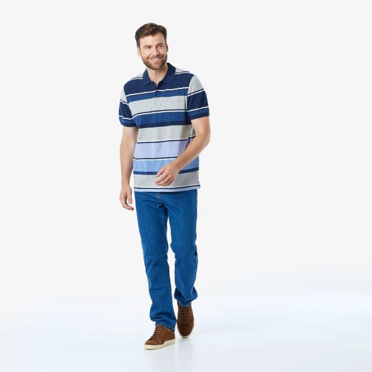 JC Lanyon Men's Westbury Birdseye Polo Navy