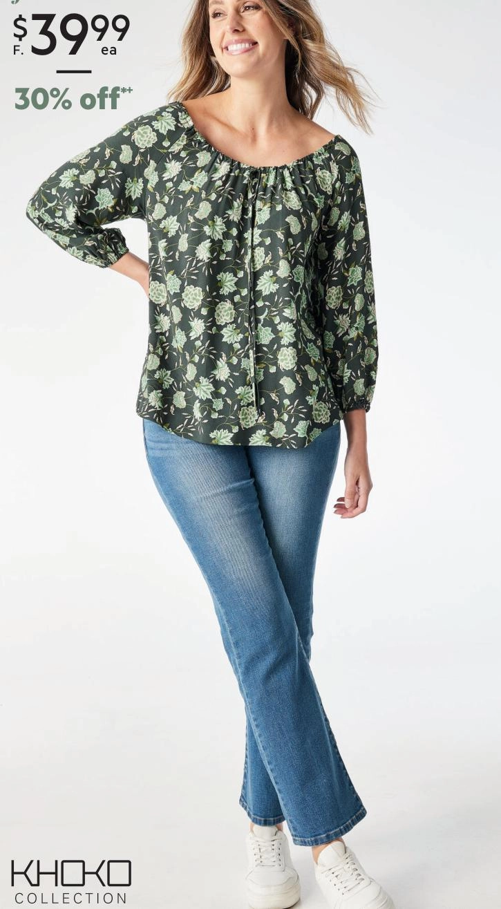 Khoko Collection Viscose Peasant Top Olive