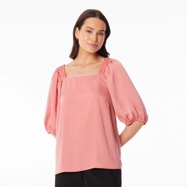 Leona Edmiston Ruby Women's Square Neck Blouse Rose