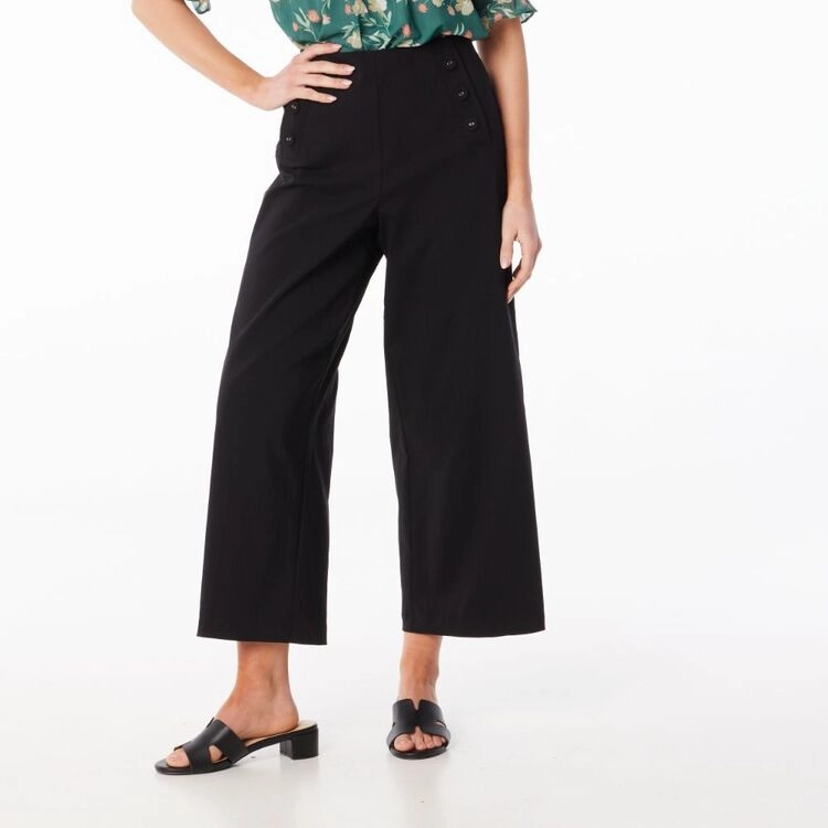 Leona Edmiston Ruby Women's Wide Leg Button Pants Black