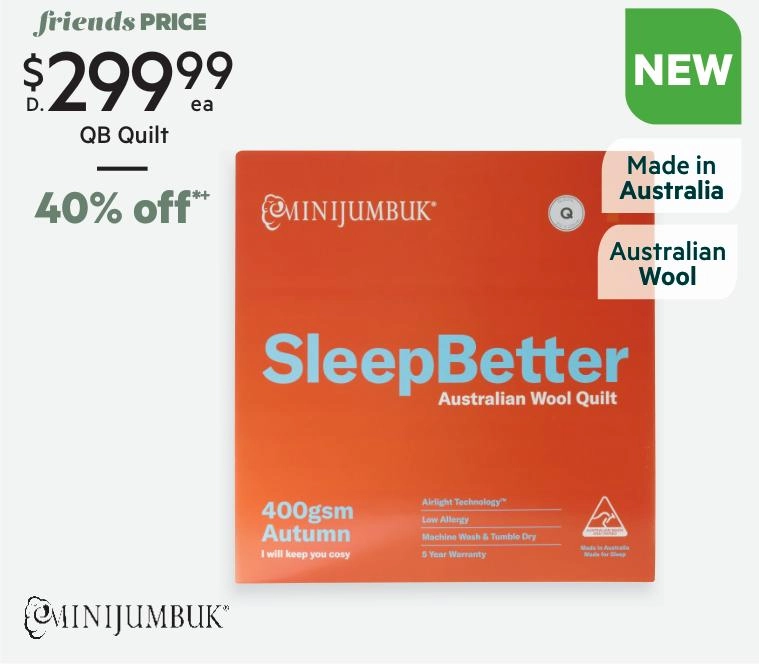 Minijumbuk 400 GSM Sleep Better Autumn Australian Wool Quilt White Queen