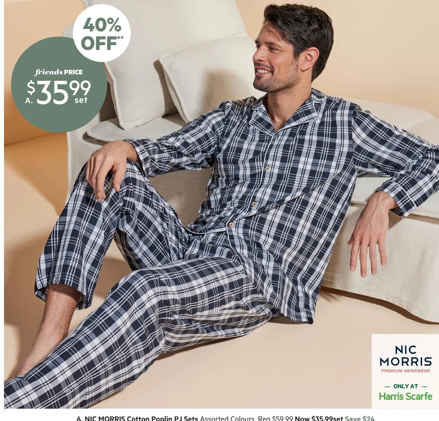 Nic Morris Men's Cotton Poplin Long PJ Set Blue Stripe