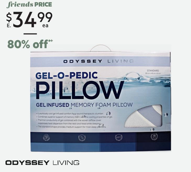 Odyssey Living Gel Infused Memory Foam Pillow Standard Standard