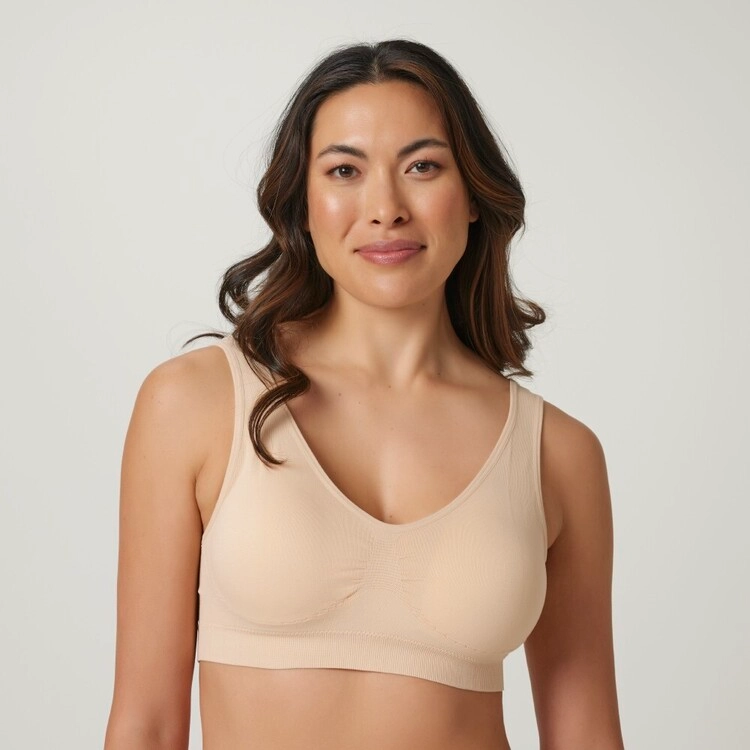 Sash & Rose Women's Soft Seamfree Bra 2 Pack Beige & White