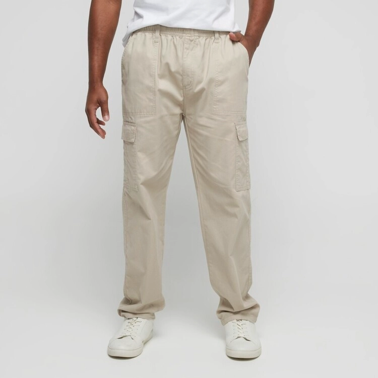 Savane Men's Panama Elastic Waist Zipfly Cargo Pants Stone