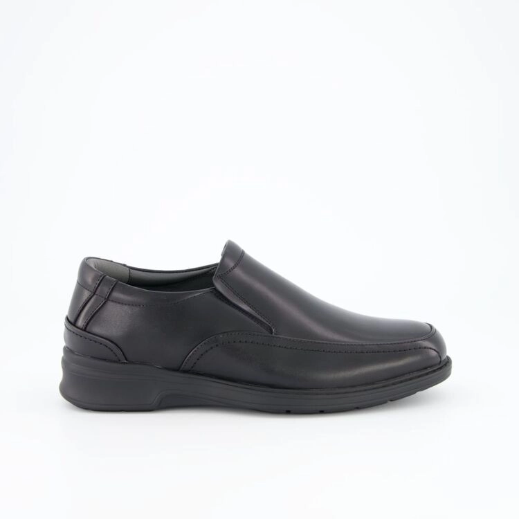 Slatters Men's Sulphur Leather Slip On Shoe Black