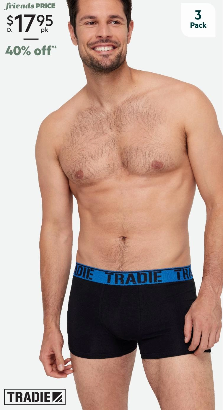 Tradie Black Men's Trunk 3 Pack Black & Fluro Lime