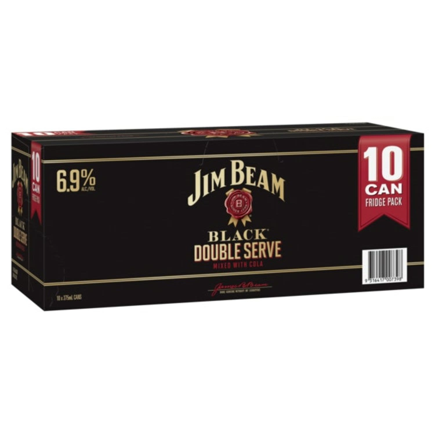 Jim Beam Black Double Serve & Cola 6.9% Premix Cans 375ml