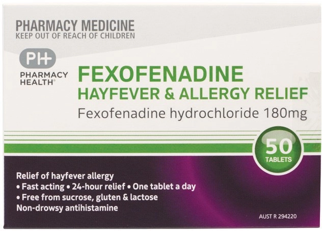 Pharmacy Health Fexofenadine Hayfever & Allergy Relief 50 Tablets