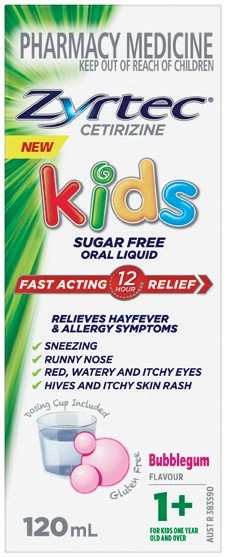 Zyrtec Kids Oral Liquid Bubblegum Flavour 120mL