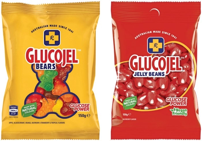 Glucojel Bears or Jelly Beans Raspberry Flavour 150g