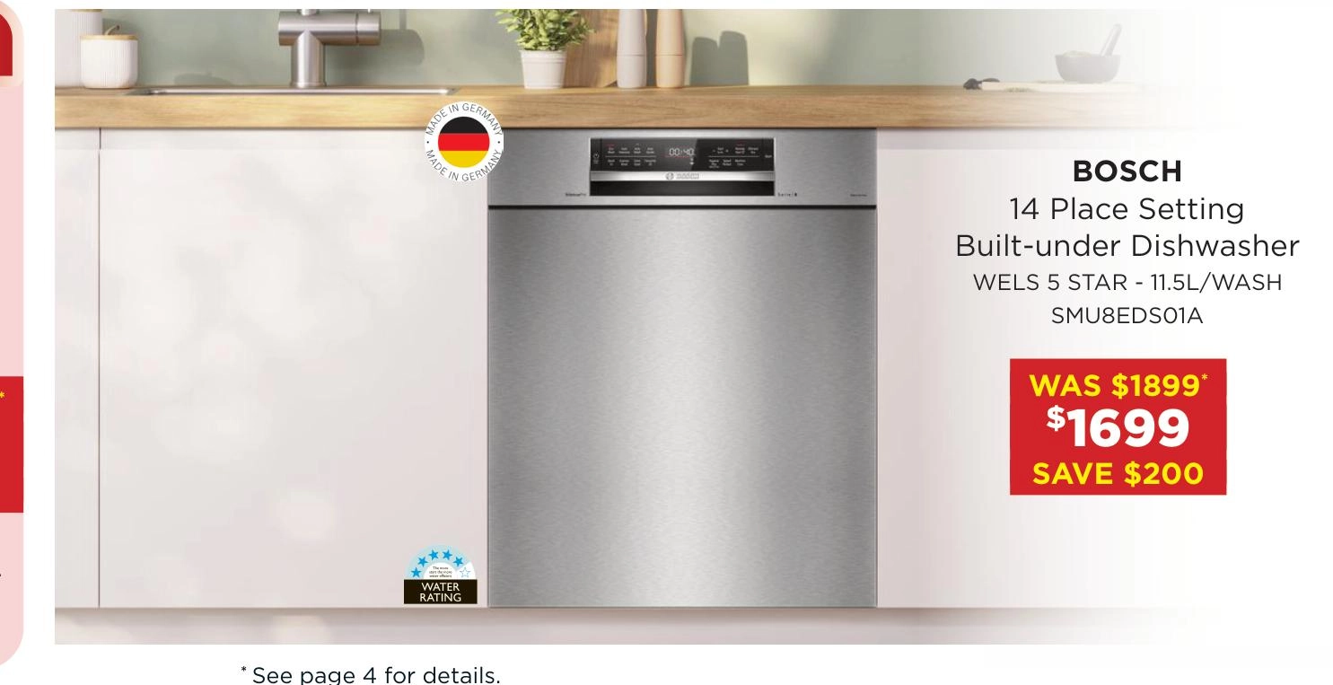 Bosch 14 Place Setting Built-under Dishwasher