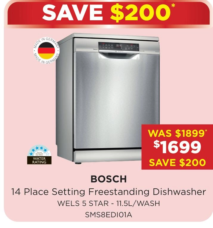 Bosch 14 Place Setting Freestanding Dishwasher