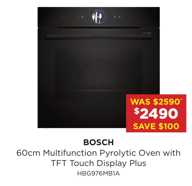 Bosch 60cm Multifunction Pyrolytic Oven with TFT Touch Display Plus